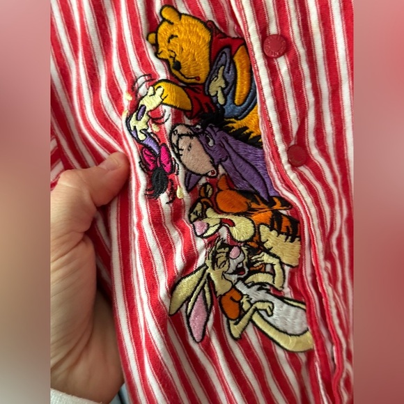 Vintage 90s Disney Store Winnie the Pooh Baby Romper onesie embroidered stripes - Picture 6 of 8